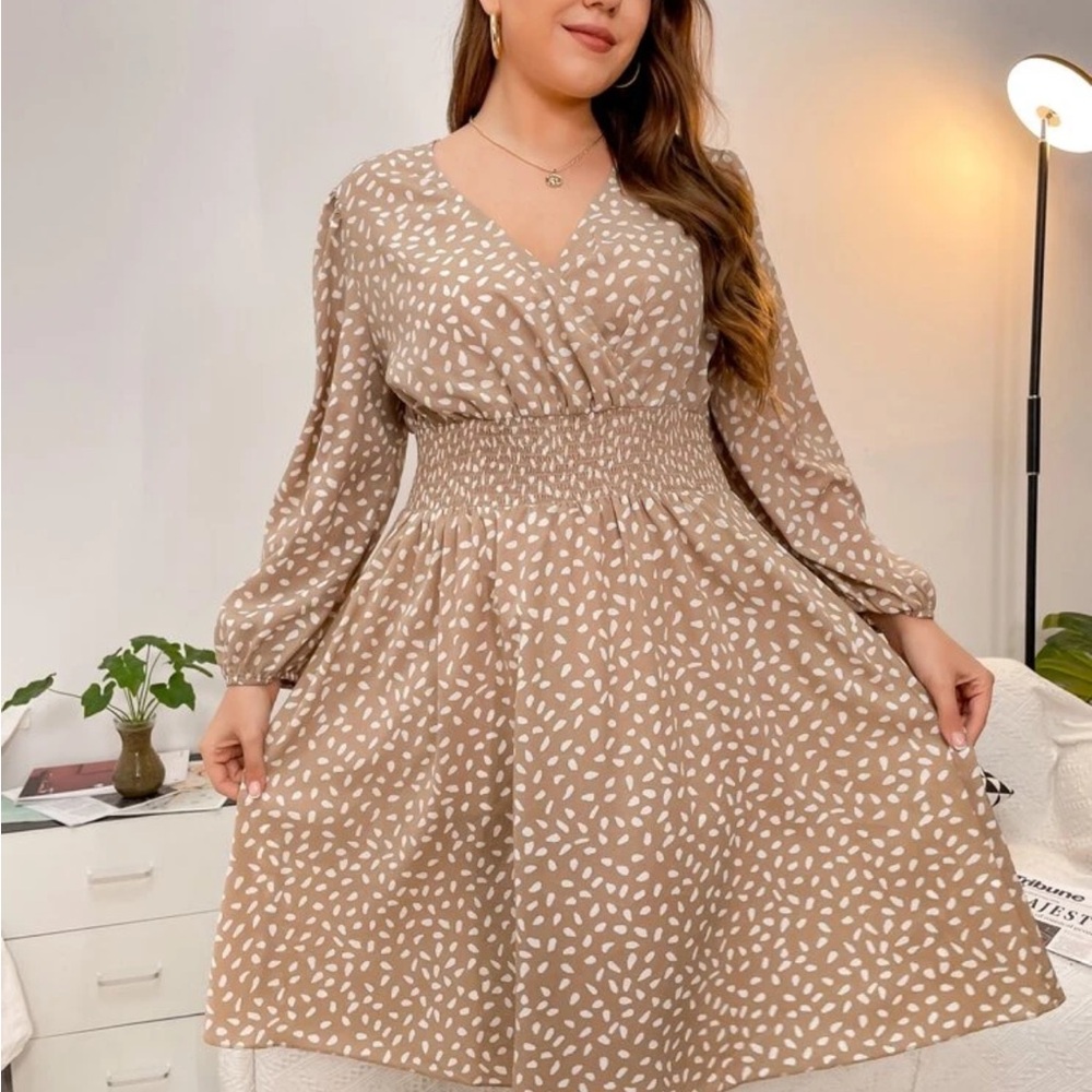 Elegant Tan Patterned Dress